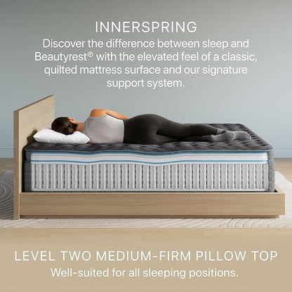 Beautyrest Days End Medium Firm Pillow Top 14.75" Mattress - King - Cooling Tech, Supportive Durable Pocketed Coils, Pressure Relief, Motion Separation; 100 Night Sleep Trial and 10 Year Warranty
