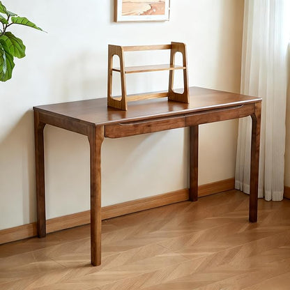 Solid wood walnut-colored bookshelf, book organizer, 17.5-inch multifunctional desktop bookshelf and countertop display stand. Perfect for kitchen storage, arranging books, teacups, and toys.