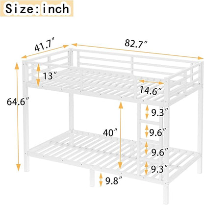 Bellemave Twin XL Over Twin XL Bunk Bed for Adults, Heavy Duty Bunk Beds Frame with Build in Ladder and Full Length Guardrail, Easy Assemble Bunkbeds, Noise Reduced, Mattress Not Included, White