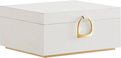 SONGMICS 2-Layer Jewelry Box, Jewelry Organizer with Handle, Removable Jewelry Tray, Jewelry Storage, Floating Effect, 8.1 x 9.4 x 4.3 Inches, Christmas Gift, White UJBC165W01