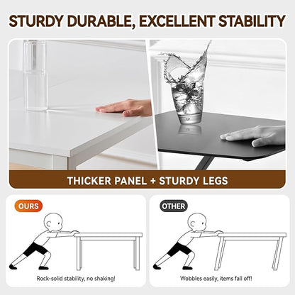 White Computer Desk with Drawer, 63 Inch Large Home Office Work Desks, Modern Writing Study PC Desk Gaming Table for Bedroom Home, Stable Thick Metal Legs Frame Support