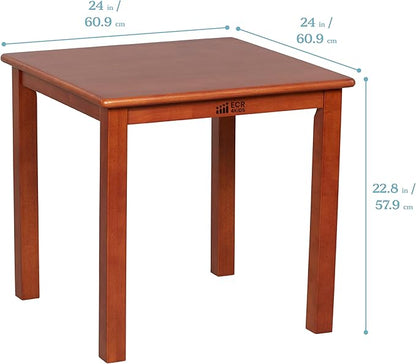 ECR4Kids 24in Square Hardwood Table with 22in Legs, Kids Furniture, Dark Walnut