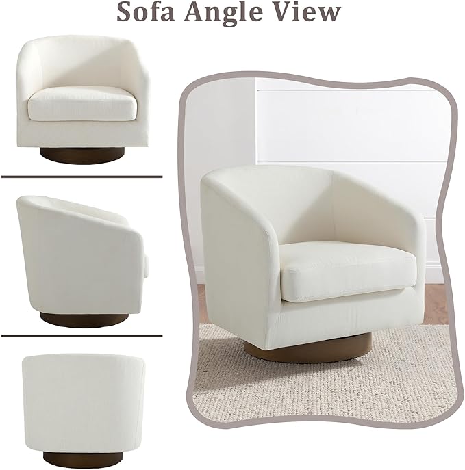 Lumibee Swivel Accent Chairs Set of 2, Chenille Fabric Swivel Barrel Chairs for Living Room, Modern Comfy Upholstered Round Armchairs Single Sofa Chairs for Bedroom, Club-Beige
