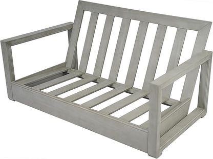 Christopher Knight Home Olaf 4 Pieces Outdoor Conversation Set, Acacia Wood Chat Set, Rectangular Coffee Table and Patio Loveseat with 2 Club Chairs, Patio Furniture Set with Cushion, Beige+Light Grey