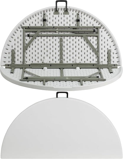 Flash Furniture Freeman 4' Round Plastic Folding Table with Carrying Handle, Plastic Foldable Table for Indoor/Outdoor Events, White