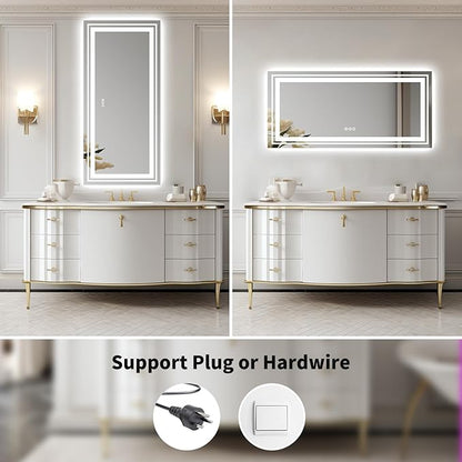 WTTY LED Bathroom Mirror 84''x40'' with Front and Backlight, Large Dimmable LED Vanity Wall Mirrors, Double LED Mirror for Bathroom with Anti-Fog, 3 Colors, Memory Function, Shatter-Proof, ETL Listed