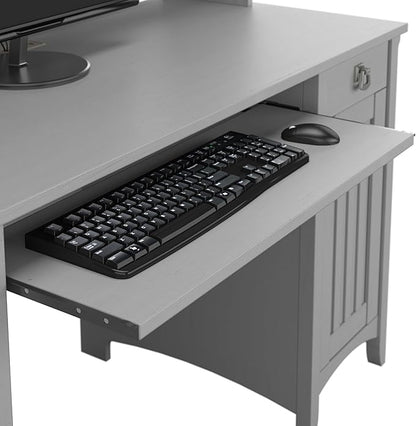Bush Furniture Salinas Computer Desk with Hutch | Study Table with Drawers, Cabinets & Pullout Keyboard/Laptop Tray | Modern Home Office Desk in Cape Cod Gray | Work Desk with Storage