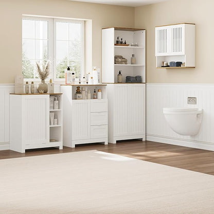 Bathroom Wall Cabinet, Medicine Cabinet with Louvered Doors & Adjustable Shelf, Over The Toilet Storage Cabinet for Laundry Room & Kitchen & Living Room