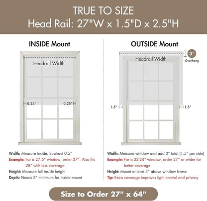 Madison Park Kyler Cordless Roman Shades - Single Panel, Lightweight Linen Blend Fabric, Natural Design, Easy Installation, Light Filtering Window Blind, Bedroom, Living Room Decor 27" W x 64" H Grey