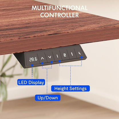 FLEXISPOT EN2 Whole-Piece Standing Desk with Clamp Power Strip, 48 x 24'' Electric Stand Up Height Adjustable Desk with Cable Management (Gray Frame + 48" Mahogany Top, 2 Packages)