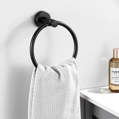 5-Pieces Matte Black Bathroom Accessories Set, Stainless Steel Bathroom Hardware Set, Bath Towel Bar Set, Towel Racks for Bathroom Wall Mounted.