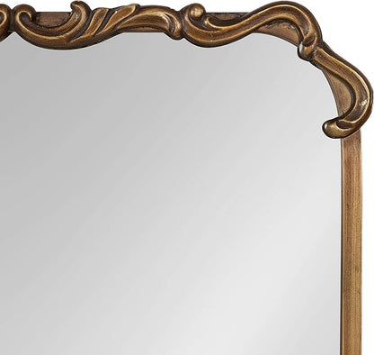 Kate and Laurel Brazelton Rounded Rectangle Ornate Traditional Mirror; 20 x 27; Gold; Ornamental Round Rectangular Classic Framed Wall Mirror