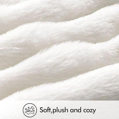 MIULEE Faux Fur Pillow Covers Thick Soft Plush Christmas 24x24 Inch Pack of 2 Euro Throw Pillows Luxury Home Decor for Winter Holiday Bed Couch Bedroom Living Room Sofa,White