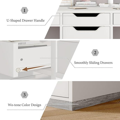 Two Person Desk with 5 Drawers, Double Desk with Storage for 2 People, 78 Inch Extra Long Computer Desk Workstation with File Drawer for Home Office, White