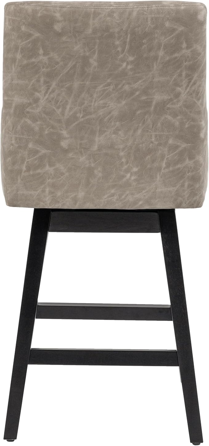 Bar Stool, PU Leather Barstool, 26 Inch Upholstered Counter Stools with 14.2" High Back and Footrest, Swivel Counter Height Barstools for Kitchen Island Home Bar Greige