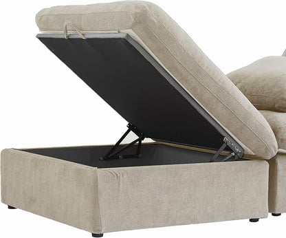 Cloud Couch Modular Sectional Sofa with Storage Ottoman,L Shaped Couch for Living Room,80.3" inch Down Filled 3 Seater Convertible Sectional Sofas for Office Apartment