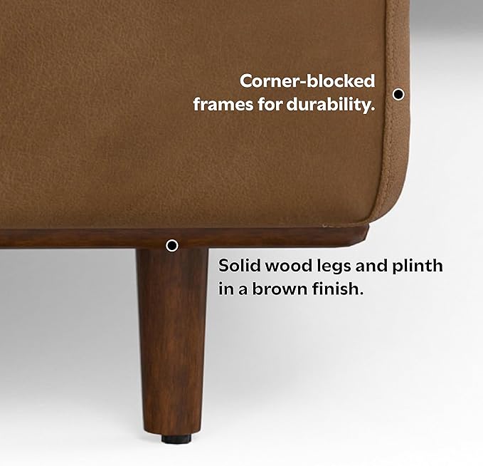 SIMPLIHOME Morrison Right Sectional Sofa in Full-Grain Genuine Leather, Caramel Brown, 102-inches Wide, L-Shaped Leather Couch with Right Chaise for the Living Room and Family Room