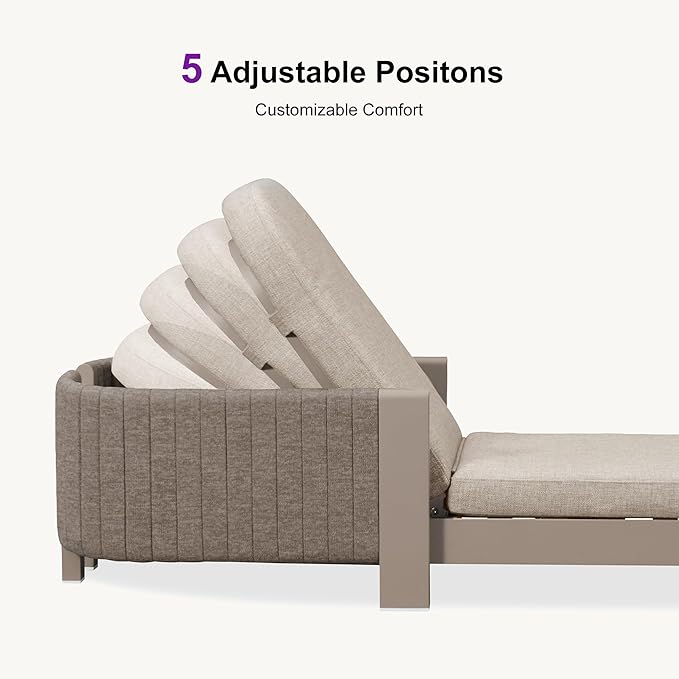 PURPLE LEAF 3-Piece Outdoor Chaise Lounge Set with Market Umbrella Adjustable Sunbathing Daybed for Pool, Garden and Backyard Nurture Shale