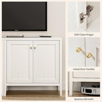 Sideboard Buffet Cabinets Set of 3 with Adjusable Shelves, Farmhouse Storage Cabinet, Credenza, Accent Cabinet, Kitchen Coffee Bar Console Table for Living Dining Room, Antique White