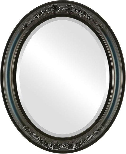 OVALCREST Oval Beveled Wall Mirror for Home Decor - Florence Style - Royal Blue - 20" x 16"