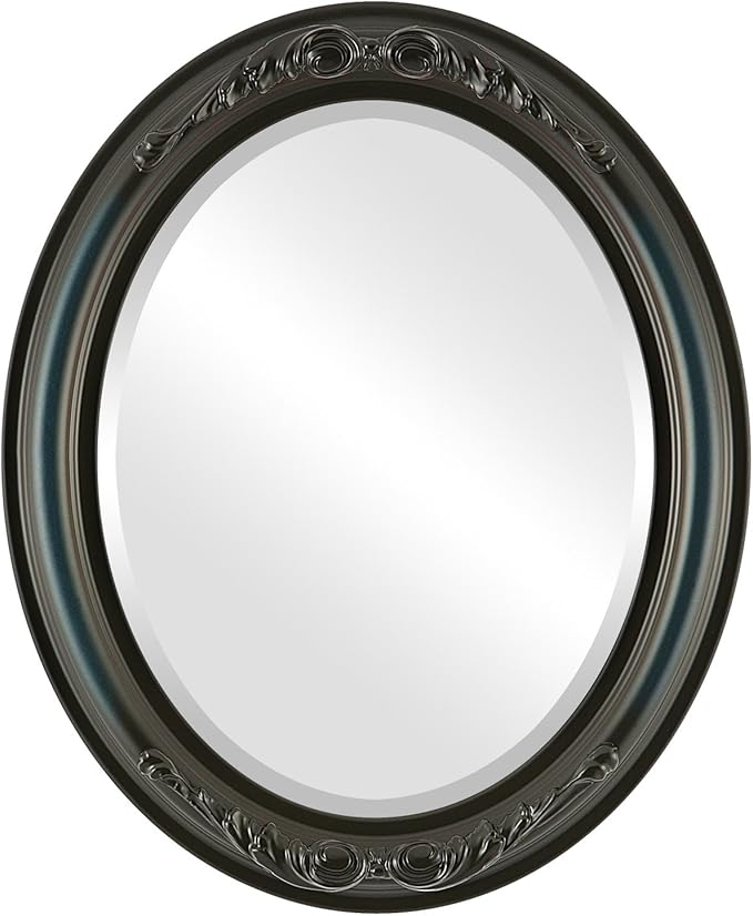 OVALCREST Oval Beveled Wall Mirror for Home Decor - Florence Style - Royal Blue - 34" x 28"