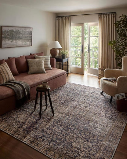 Loloi Amber Lewis Georgie Collection GER-05 Denim/Spice 5'-0" x 7'-6", .19" Pile Height, Area Rug