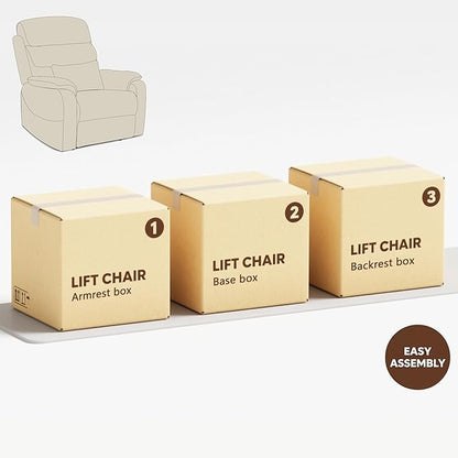 Power Lift Recliners Chairs for Elderly Adults Lay Flat Recliner with Heat & Massage, Wireless Charging Device, USB Ports, Cup Holder, Lumbar Pillow, 400Lbs（Grainy Fibric,Oatmeal）