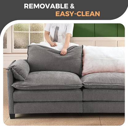 ELUCHANG Oversized 153" Modular Sectional Sofa, Comfy Deep Seat Cloud Couch, Sleeper Sofa Bed, 8 Seat Modern Couch with Removable Cover for Living Room, Apartment, DIY Combination, Chenille Light Grey