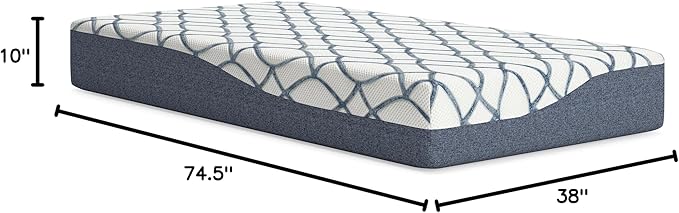 Signature Design by Ashley 10 Inch Chime Elite 2.0 Firm Green Tea Memory Foam Mattress for Cool Sleep and Pressure Relief, Twin, Fiberglass Free, Mattress In A Box