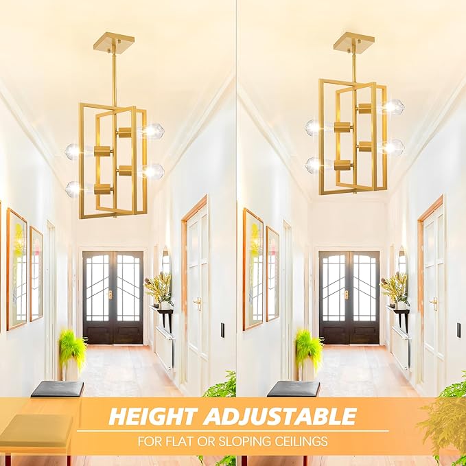 Farmhouse Kitchen Island Lighting: 4-Light Frosted Gold Chandeliers for Dining Room, Rustic Industrial Dining Room Light Fixtures, for Living Room, Bedroom, Foyer, Entryway, Staircase