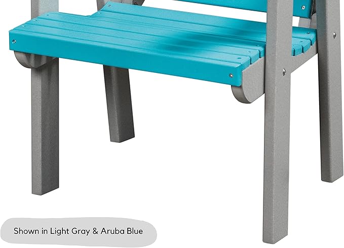 DutchCrafters Modern Horizontal Slat High Back Poly Outdoor Patio Chair (White & Cedar)
