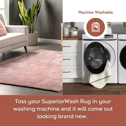 nuLOOM 2' x 10' Cozy Plush Area Rug, Machine Washable, Non-Slip, Soft Fluffy Shag Carpet for Living Room Bedroom Kids Room Nursery Home Decor, Loni Pink
