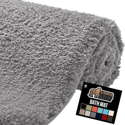 GORILLA GRIP Bathroom Rugs, 30x20, Ultra Soft Absorbent Mat, Thick Plush Bath Rug, Machine Washable, Microfiber Quick Dry, Mats for Shower, Bathtub and Floor, Home Decor Accessories, Gray