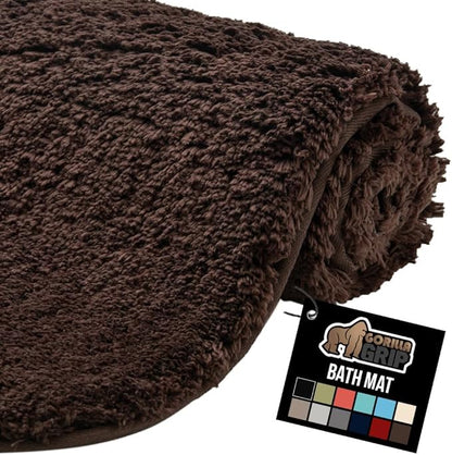 GORILLA GRIP Bathroom Rugs, 36x24, Ultra Soft Absorbent Mat, Thick Plush Bath Rug, Machine Washable, Microfiber Quick Dry, Mats for Shower, Bathtub and Floor, Home Decor Accessories, Brown