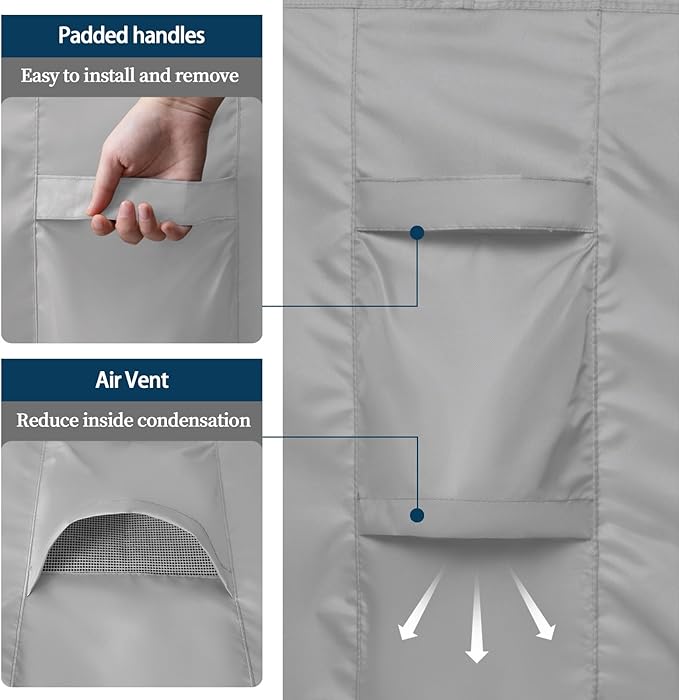 Easy-Going Round Patio Furniture Cover Waterproof Outdoor Dining Table and Chair Cover Anti-UV Outside Sectional Sofa Set Covers (84"DIA x 28"H, Grey)