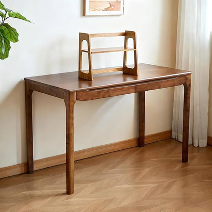 40"x24" Solid Wood Desk with Drawers, Wood Writing Desk for Small Spaces, Home Office Desks for Work, Gaming Study PC Desk for Bedroom, Student Computer Desks (Brown, 40 inch)