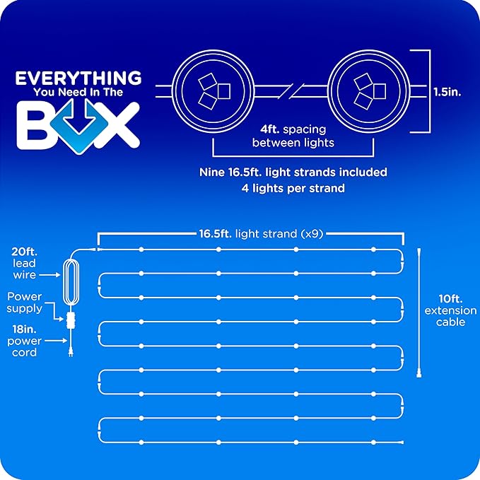 Enbrighten Vibe Eternity Accent Permanent Outdoor Lights for House, 150ft, 36 RGBWIC LEDs, Wide Spacing, 94lm, Tunable White, Everyday Eave Lighting, Smart App, Works with Alexa, Google Home, 85715