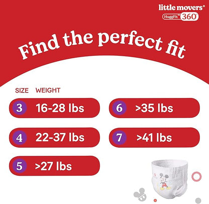 Huggies Size 6 Baby Diapers, Little Movers HuggFit 360° Baby Diapers with 360° Waistband, Size 6 (35+ lbs), 80 Count, Packaging May Vary