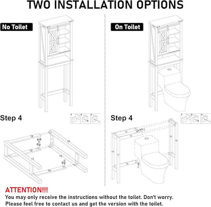 OKD Over The Toilet Storage Cabinet, Farmhouse Storage Cabinet Over Toilet with Sliding Barn Door & Adjustable Shelves, Home Space Saver for Bathroom, Living Room, Dark Rustic Oak
