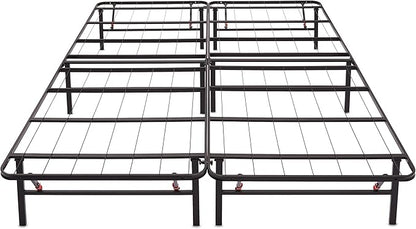 Amazon Basics Bed Frame with Storage, Foldable Metal Platform, Sturdy Steel, No Box Spring Needed, 14-inch High, Tool-Free Setup, Queen Size, Black