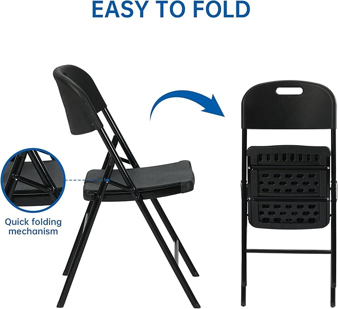 30 Pack Thicker 800 LBS Black Folding Chairs, Commercial Grade Folding Chair, Foldable Chairs for Events
