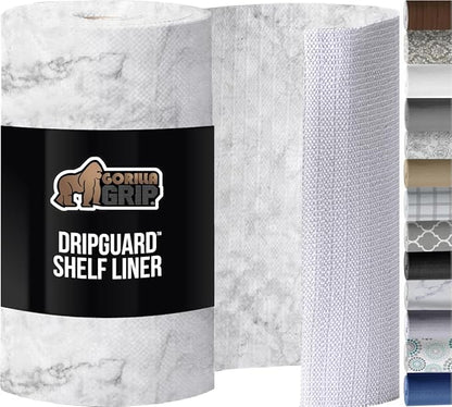 GORILLA GRIP DripGuard Shelf Liner, Non Adhesive Drawer and Kitchen Cabinet Protector, 20x240 Inch, Slip Resistant BPA Free Smooth Surface Plastic Liners for Cabinets, Bathrooms, Closets, Marble