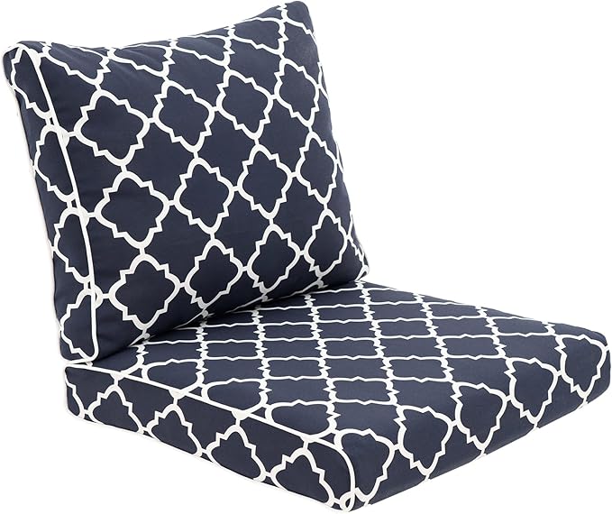 Outdoor Cushion Set for Patio Furniture Deep Seat Chair Cushions Weather Resistant Sofa Chair Pad, 24.4x23.6 Inch, Blue Diamond