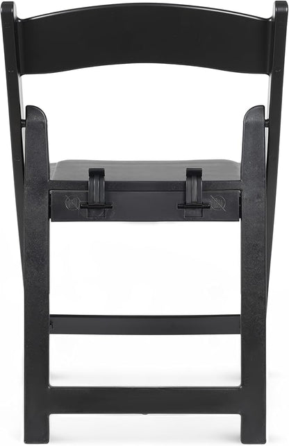 Flash Furniture Hercules Kids Black Resin Folding Chair with Black Vinyl Padded Seat