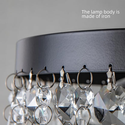 Veronie Crystal Ceiling Light Fixture, 4-Light Modern Semi Flush Mount Ceiling Light, Black Lighting Fixtures Lamp for Hallway, Kitchen, Entryway, Bedroom, Laundry Room