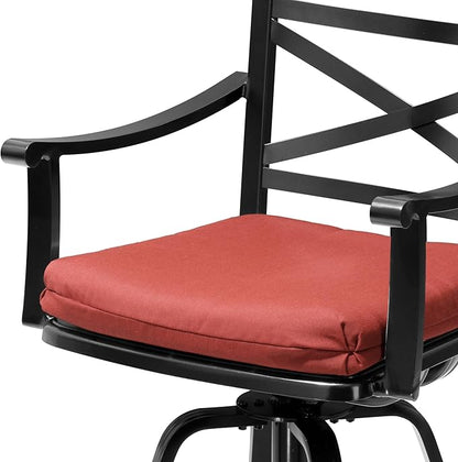 Pellebant 30 Inch Sunbrella Outdoor Bar Stools Set of 8, Aluminum Swivel Patio Bar Height Bar Stools with Back & Footrest, for Deck Lawn Garden(Red)