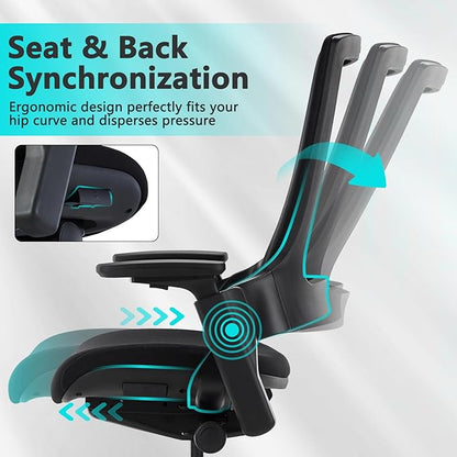 CLATINA Swivel Executive Chair, Adjustable Ergonomic Computer Chair with 3D Armrest and Lumbar Support, Mesh Backrest Task Chair for Home Office Conference Room