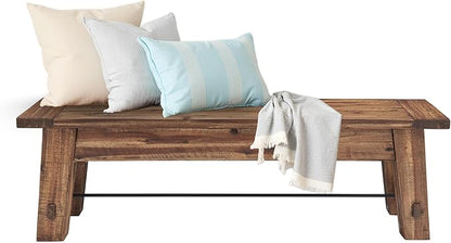 Durango Rustic Farmhouse Style 60-Inch Wood Bench - Industrial Modern Accent Furniture with Solid Wood Seat for Entryway, Dining Room, Hallway, Foyer, or Kitchen by Alaterre Furniture