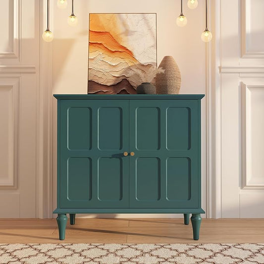 ARTPOWER Green Sideboard Buffet Cabinet with Storage, Mid-Century Modern Storage Cabinet with 2 Doors and Adjustable Shelves, Accent Style Sideboard for Entryway, Dining Room, Living Room