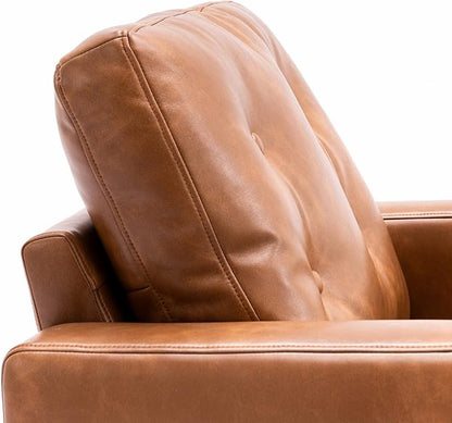 Wahson Accent Chairs Set of 2, Faux Leather Tufted Single Sofa, Brown Oversized Club Chair, Mid Century Modern Armchair with Wood Legs for Reading/Living Room/Bedroom